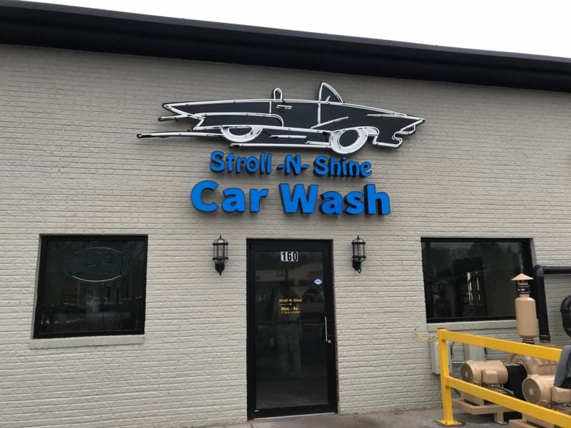 Stroll-N-Shine Car Wash exterior signage